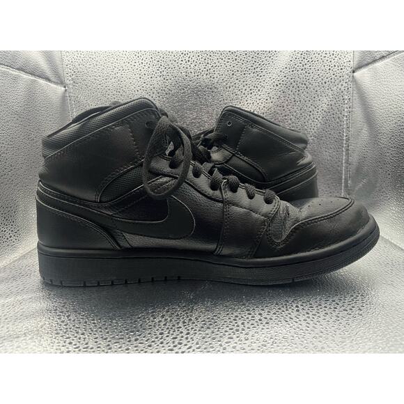 Nike Air Jordan 1 Mid Triple Black Shoes Sneakers Men’s Size 10 USED - Picture 3 of 8